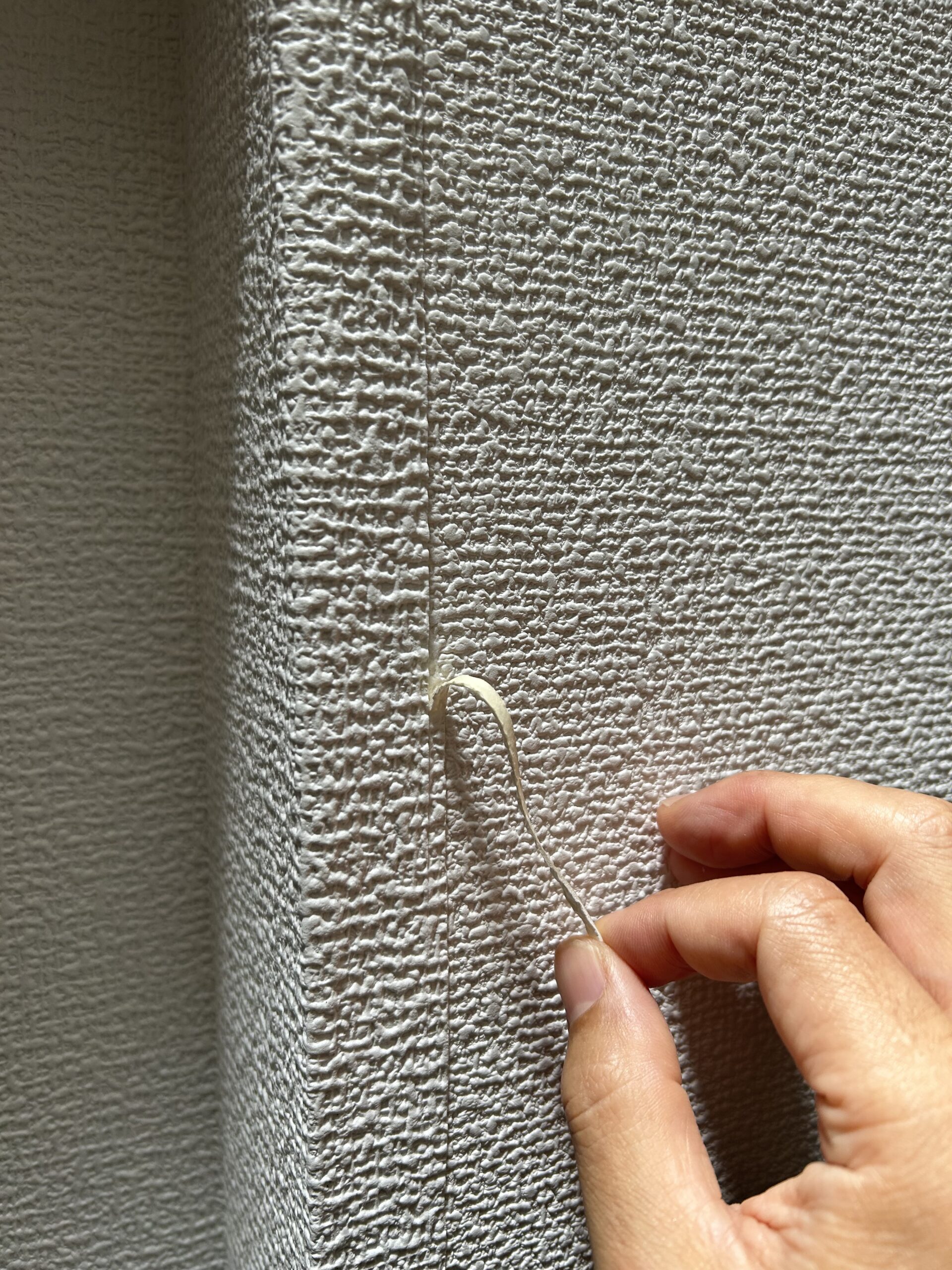 新しい壁紙の余分を剥がす